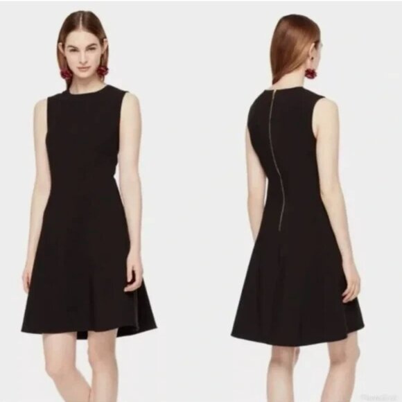 Kate Spade Sleeveless Modest Stretch Crepe Flip Dress in Black Sz 2 - Picture 1 of 7